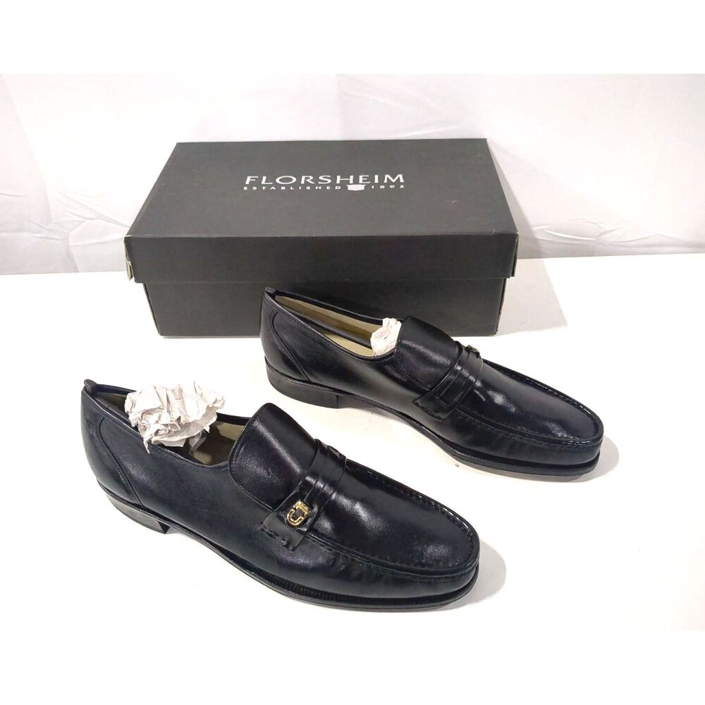 Florsheim Black Leather Slip-On Loafers